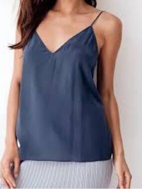 Wilfred Navy V-Neck Silk-Feel Camisole